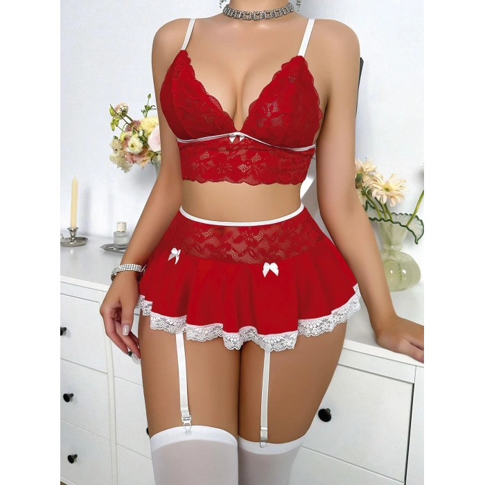 MARSiLYAN-  Bustiyer ve Mini Etekli Fantezi Hemşire Kostümü