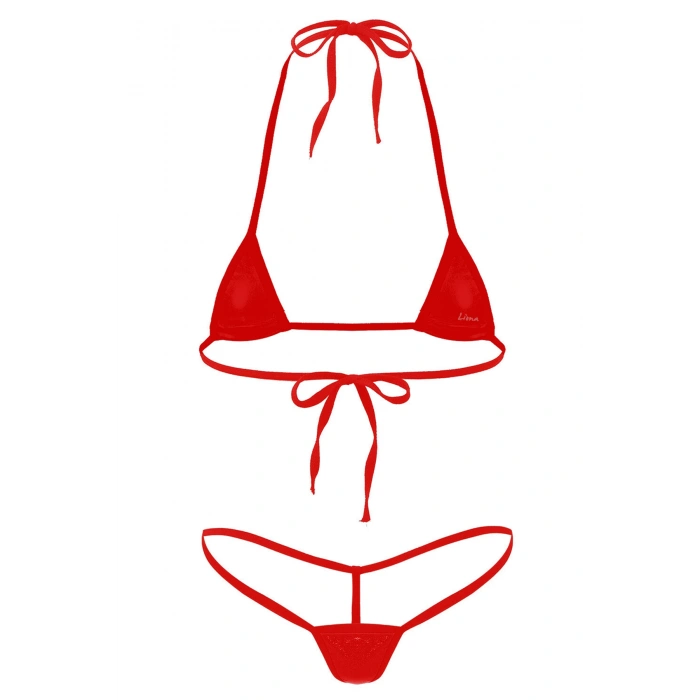 MARSİLYAN-- Büyük Beden Fantezi Giyim Kırmızı Sütyen Külot Takımı