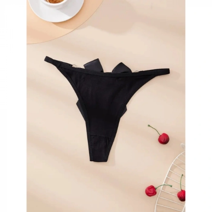 MARSiLYAN-  Büyük Beden Fantezi Kadın 2li Fiyonklu Halkalı Tanga TG270044-B