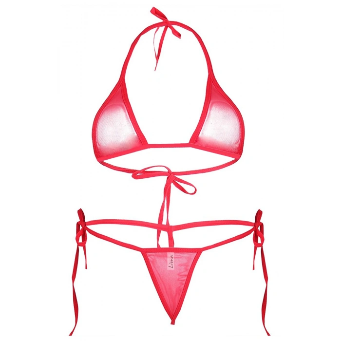 MARSİLYAN-- Büyük Beden Kırmızı Fantazi İç Çamaşırı Takımı