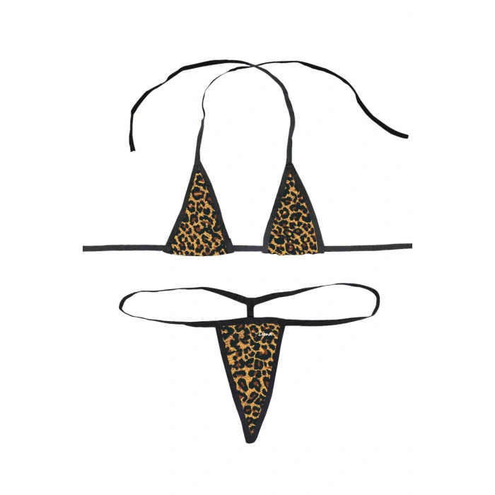 MARSİLYAN-- Büyük Beden Leopar Desenli Fantazi Sütyen Külot Takımı