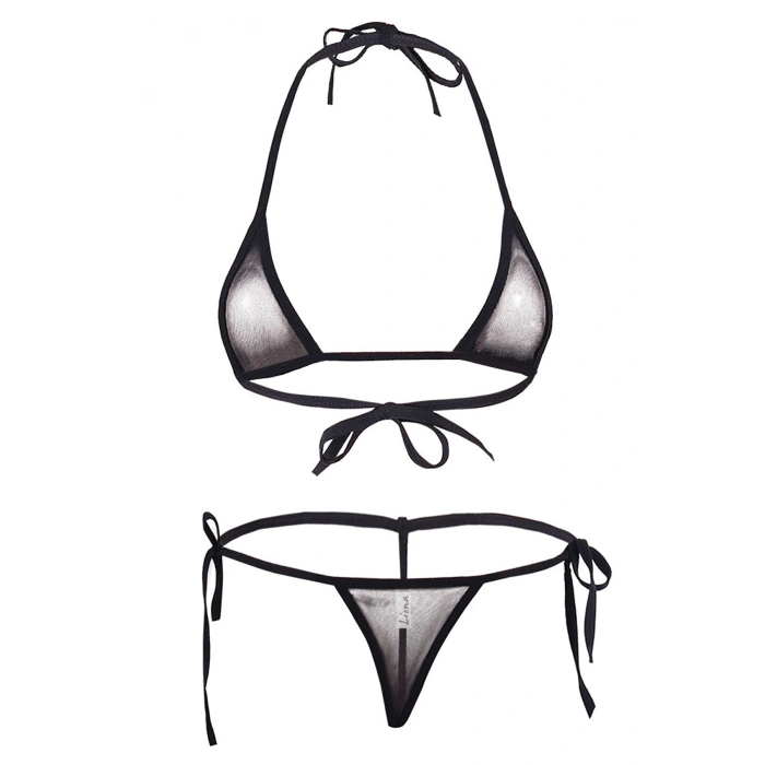 MARSİLYAN-- Büyük Beden Siyah Fantezi İç Çamaşırı Takımı