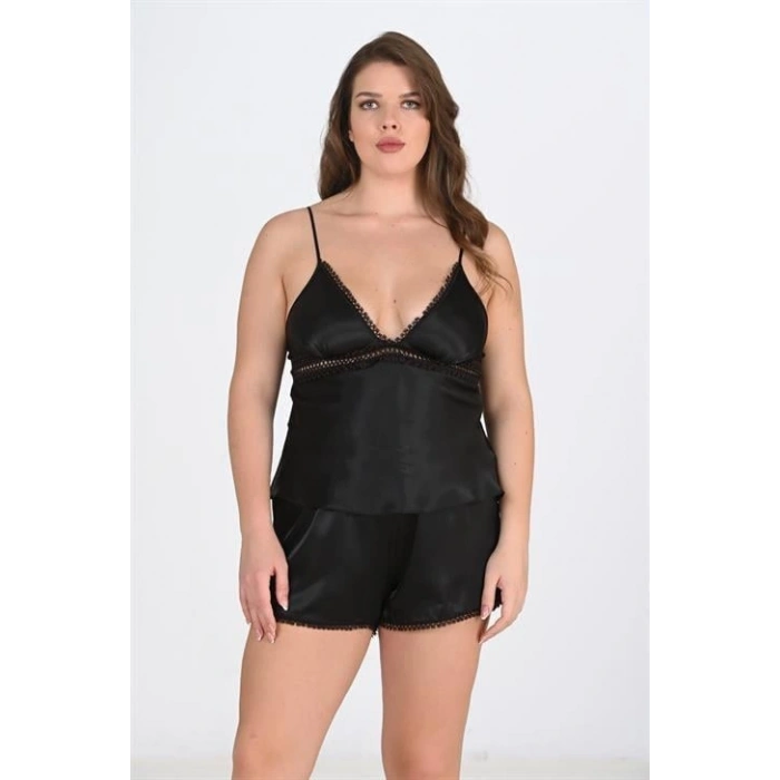 MARSiLYAN-  Büyük Beden Siyah Şort Takımı