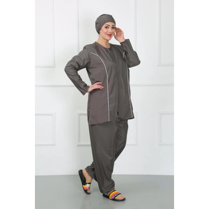 MARSiLYAN- Büyük Beden Tesettür Büyük Mayo Füme