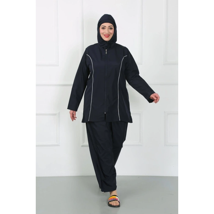 MARSiLYAN- Büyük Beden Tesettür Büyük Mayo Lacivert