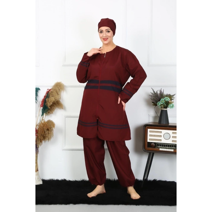 MARSiLYAN- Büyük Beden Tesettür Mayo 7XL-8XL-9XL-10XL Bordo