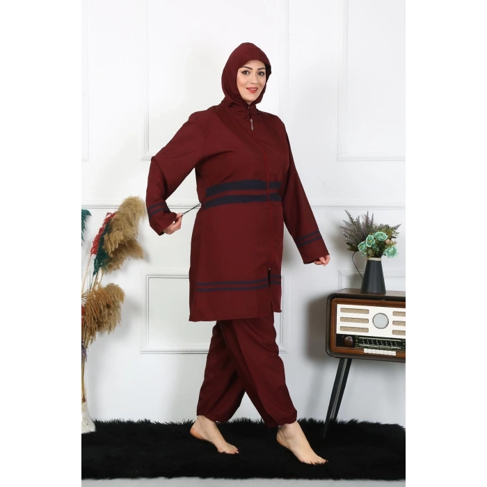 MARSiLYAN- Büyük Beden Tesettür Mayo 7XL-8XL-9XL-10XL Bordo