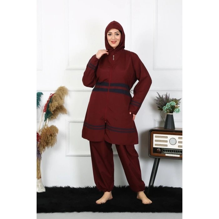 MARSiLYAN- Büyük Beden Tesettür Mayo 7XL-8XL-9XL-10XL Bordo