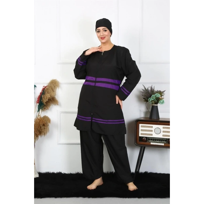 MARSiLYAN- Büyük Beden Tesettür Mayo Siyah