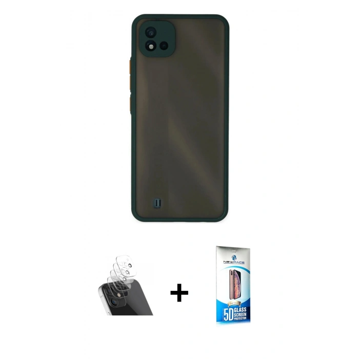 MARSİLYAN™- C11 2021 Kılıf Ahenk Çizgi Serisi - Siyah 5D Eko Cam Ekran Koruyucu + Kamera Lens Koruma Cam - SF