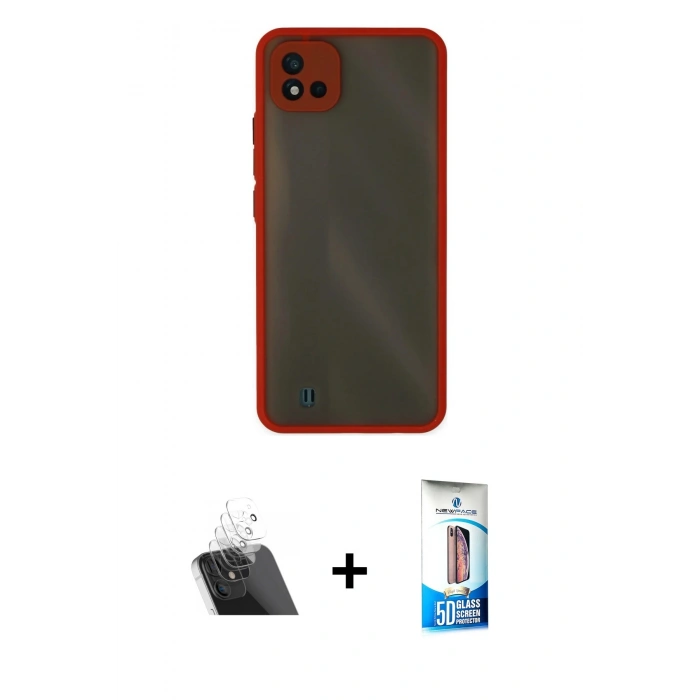 MARSİLYAN™- C11 2021 Kılıf Ahenk Çizgi Serisi - Siyah 5D Eko Cam Ekran Koruyucu + Kamera Lens Koruma Cam - SF