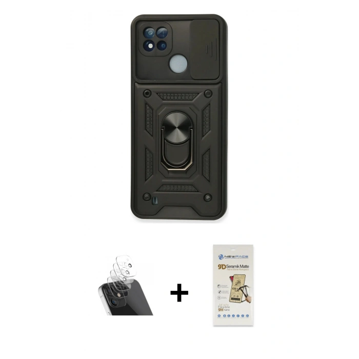 MARSİLYAN™- C11 2021 Kılıf Ahenk Klasik - Siyah Mat Seramik Nano Ekran Koruyucu + Kamera Lens Koruma Cam - SF