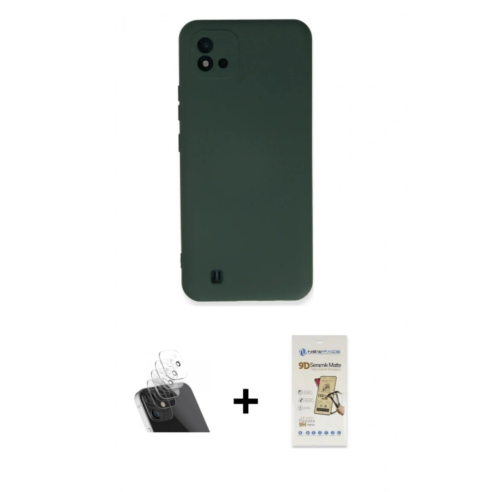 MARSİLYAN™- C11 2021 Kılıf Ahenk Serisi - Siyah Mat Seramik Nano Ekran Koruyucu + Kamera Lens Koruma Cam - SF