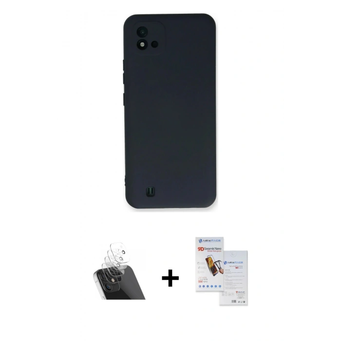 MARSİLYAN™- C11 2021 Kılıf Ahenk Serisi - Siyah Seramik Nano Ekran Koruyucu + Kamera Lens Koruma Cam - SF