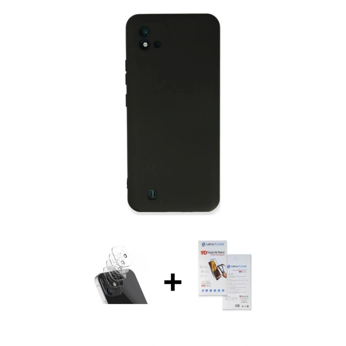 MARSİLYAN™- C11 2021 Kılıf Ahenk Serisi - Siyah Seramik Nano Ekran Koruyucu + Kamera Lens Koruma Cam - SF