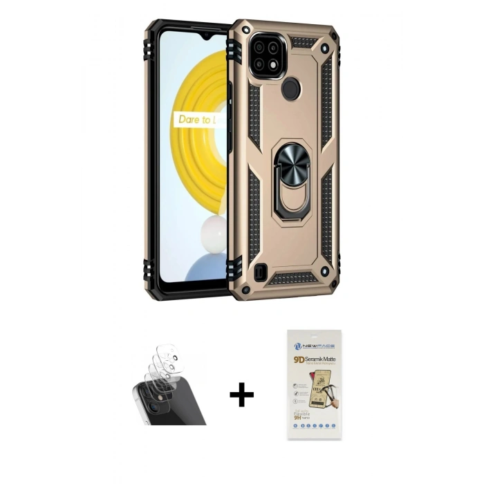MARSİLYAN™- C21 Kılıf Ahenk Klasik Koleksiyonu - Siyah Mat Seramik Nano Ekran Koruyucu + Kamera Lens Koruma Cam - SF
