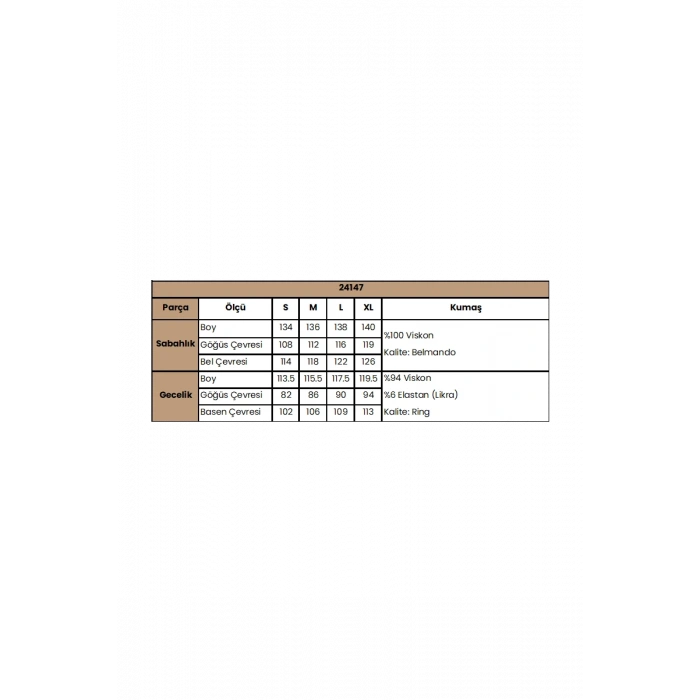 MARSiLYAN-  Çiçek Yaprak ve Etnik Desenli Dantelli ve Dekolteli Sabahlık Takımı