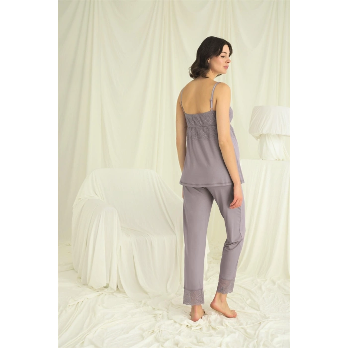 MARSiLYAN-  Dantelli Hamile Lohusa 3lü Pijama Takımı