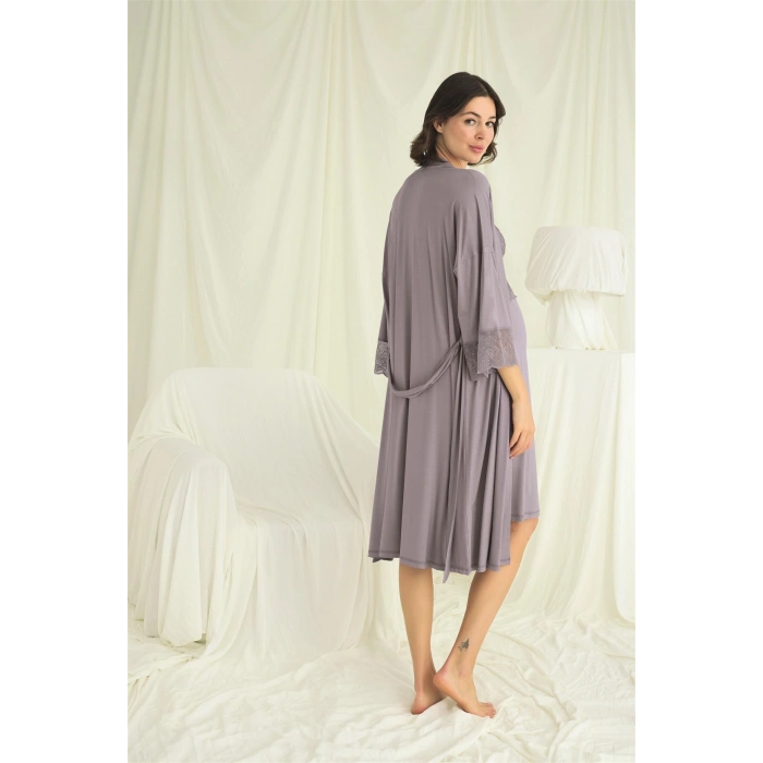 MARSiLYAN- Dantelli Hamile Lohusa Sabahlık Takımı