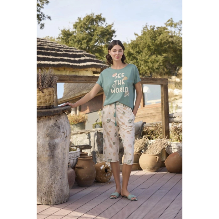 MARSiLYAN-  Desenli ve Baskılı See the World Kapri Takımı
