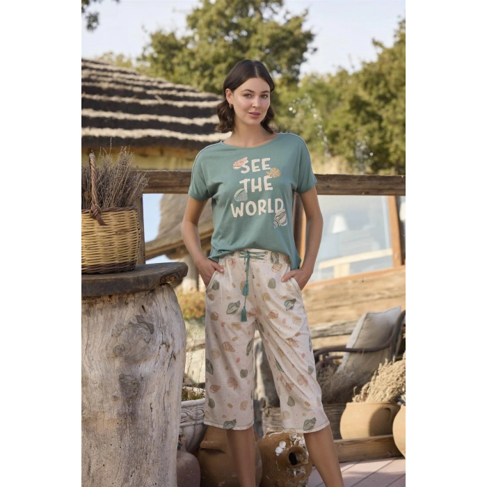 MARSiLYAN-  Desenli ve Baskılı See the World Kapri Takımı