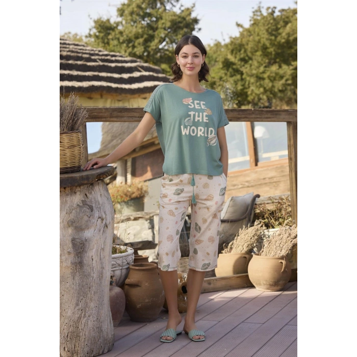 MARSiLYAN-  Desenli ve Baskılı See the World Kapri Takımı