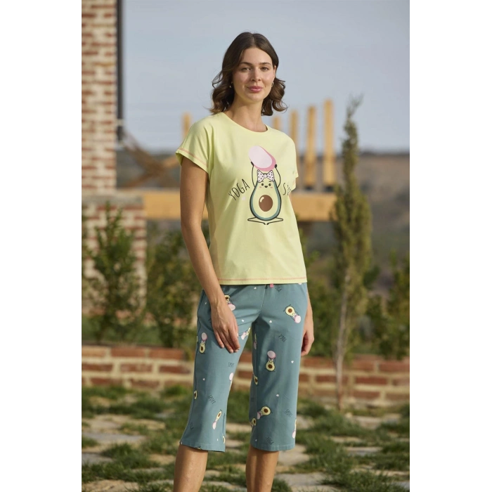 MARSiLYAN-  Desenli ve Baskılı Yoga Sport Kapri Takımı