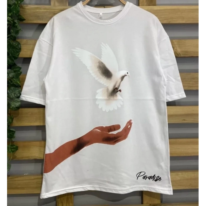 MARSiLYAN- Dijital Baskılı T-Shirt - Beyaz