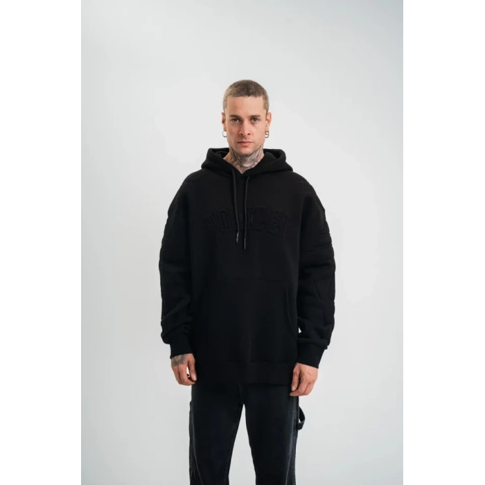 MARSiLYAN- Double Oversize Kapşonlu Nakışlı SweatShirt - Siyah