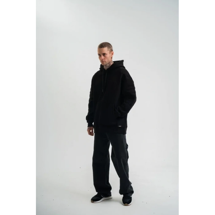 MARSiLYAN- Double Oversize Kapşonlu Nakışlı SweatShirt - Siyah