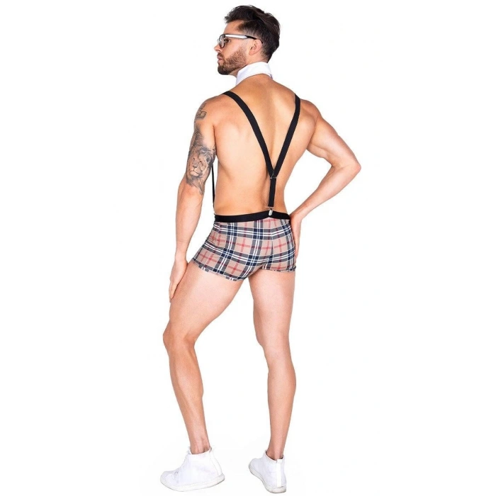 MARSiLYAN-  Ekose Desenli Boxerlı Fantezi Erkek Kostüm