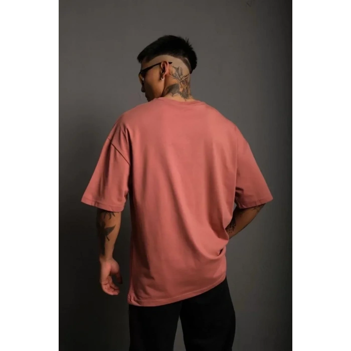 MARSiLYAN- Erkek 24/1 Düz A Kalite Oversize T-shirt - Gül Kurusu