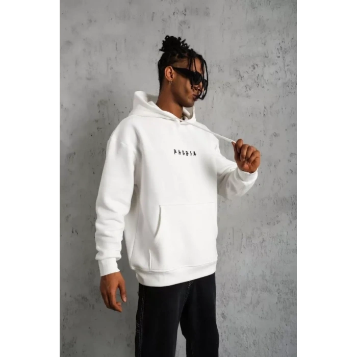 MARSiLYAN- Erkek Astronot Baskılı Kapüşonlu Sweat - Beyaz