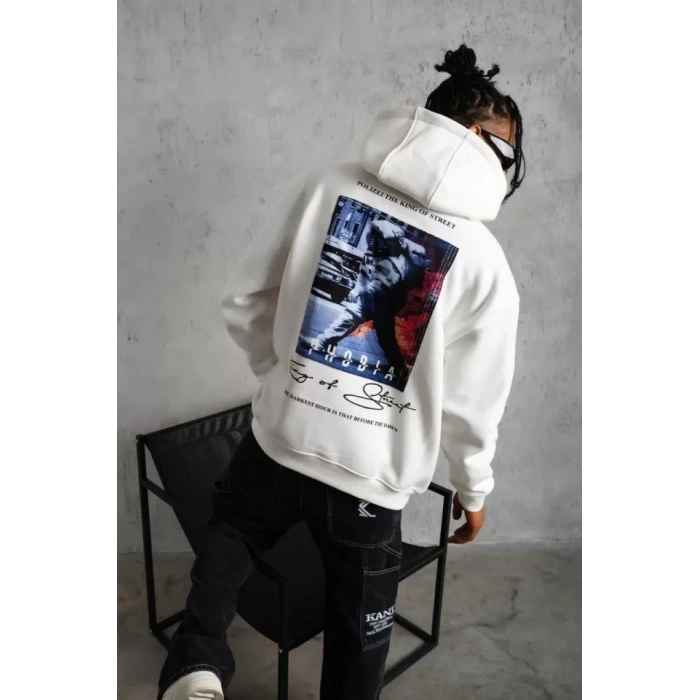 MARSiLYAN- Erkek Astronot Baskılı Kapüşonlu Sweat - Beyaz