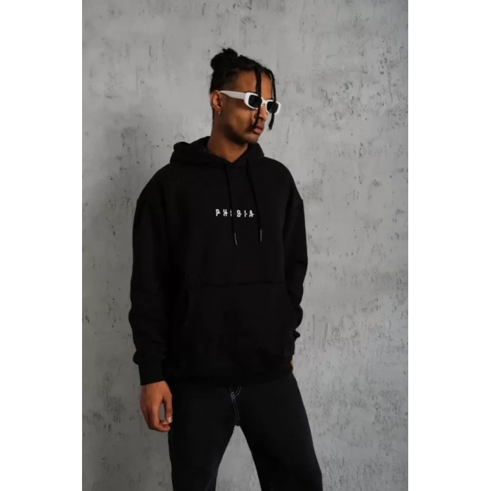 MARSiLYAN- Erkek Astronot Baskılı Kapüşonlu Sweat - Siyah