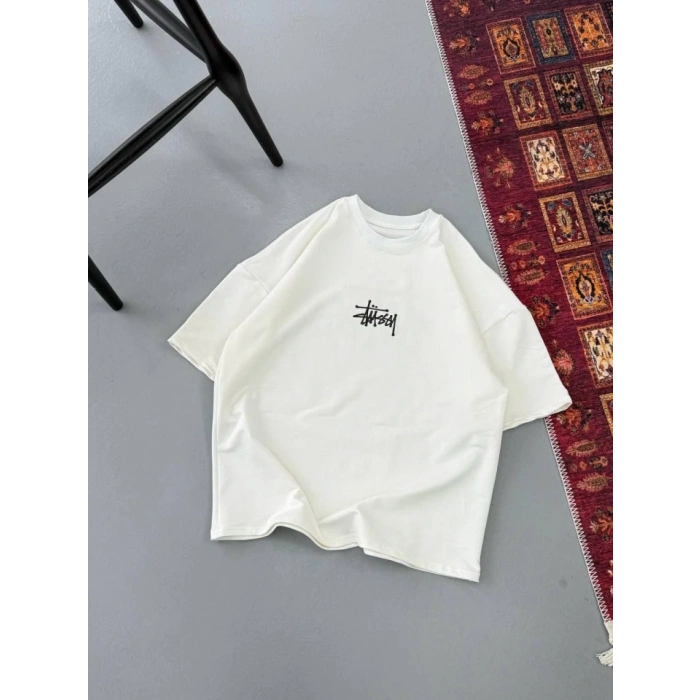 MARSiLYAN- Erkek Baskılı Oversize T-shirt - Beyaz