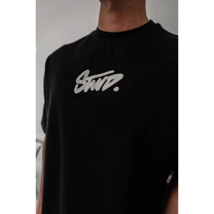 MARSiLYAN- Erkek Baskılı Oversize T-shirt - Siyah