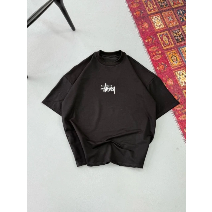 MARSiLYAN- Erkek Baskılı Oversize T-shirt - Siyah