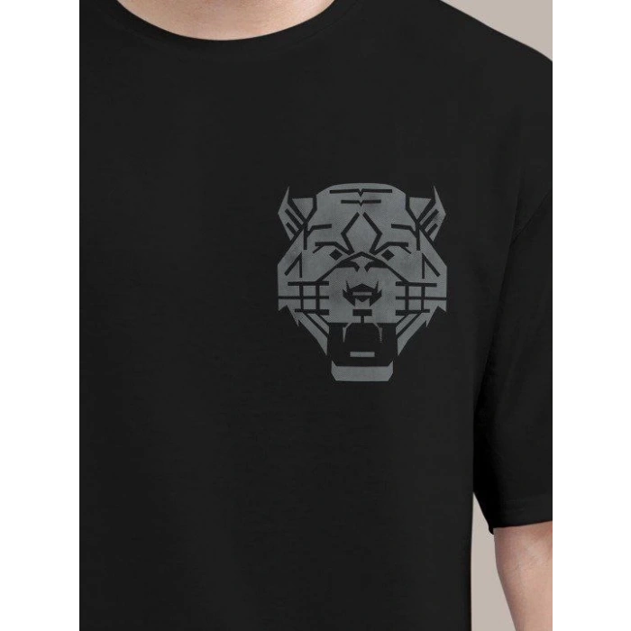 MARSiLYAN- Erkek Baskılı Oversize T-shirt - Siyah