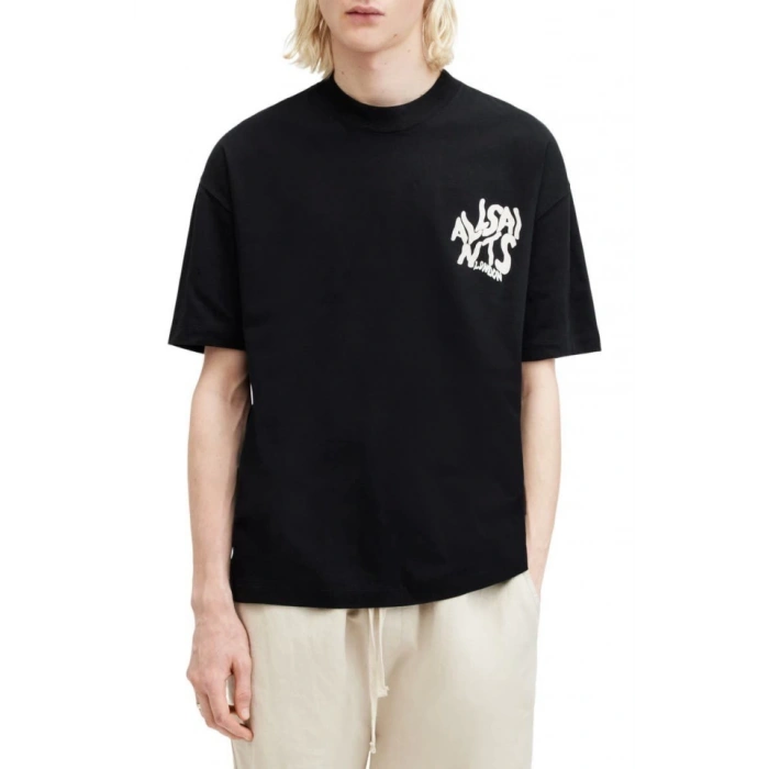MARSiLYAN- Erkek Baskılı Oversize T-shirt - Siyah