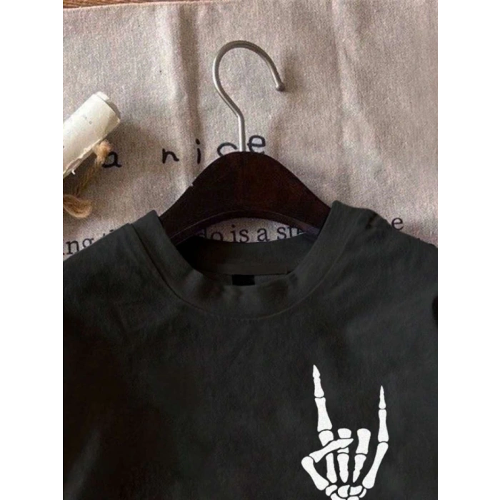 MARSiLYAN- Erkek Baskılı Oversize T-shirt - Siyah