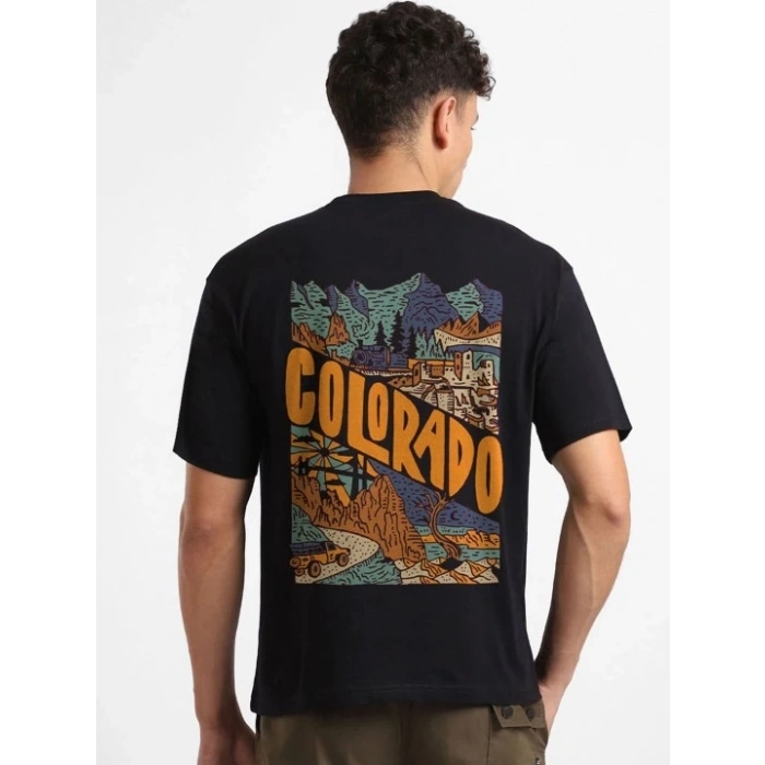 MARSiLYAN- Erkek Baskılı Oversize T-shirt - Siyah