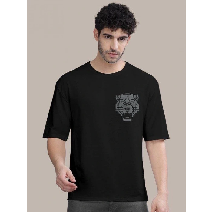 MARSiLYAN- Erkek Baskılı Oversize T-shirt - Siyah