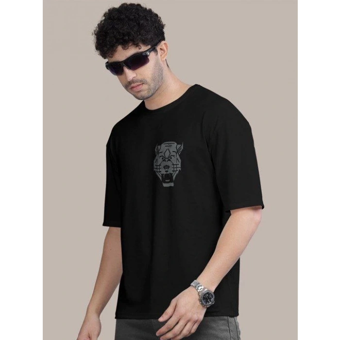 MARSiLYAN- Erkek Baskılı Oversize T-shirt - Siyah