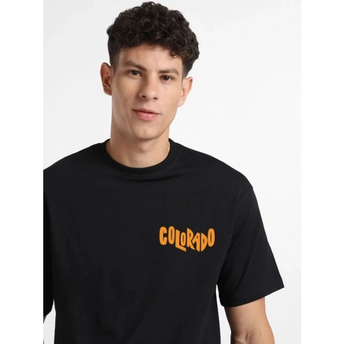 MARSiLYAN- Erkek Baskılı Oversize T-shirt - Siyah