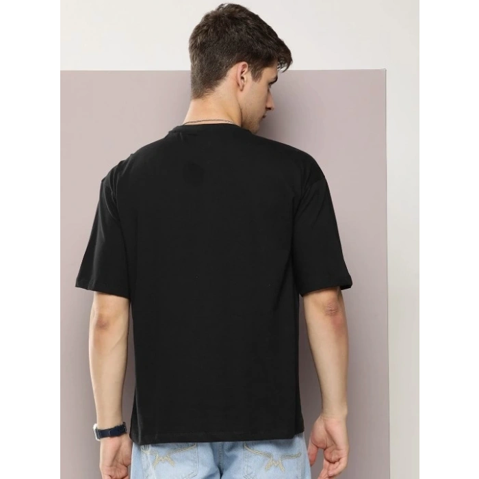 MARSiLYAN- Erkek Baskılı Oversize T-shirt - Siyah