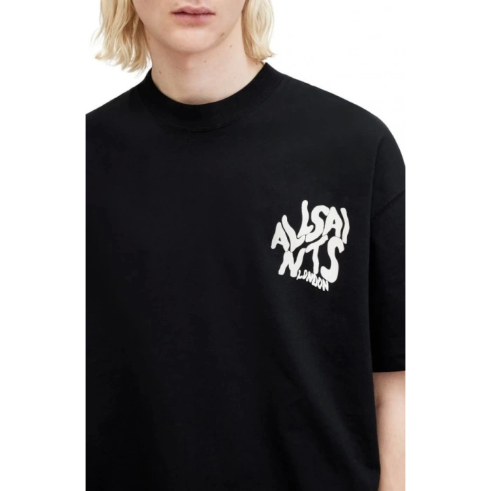 MARSiLYAN- Erkek Baskılı Oversize T-shirt - Siyah