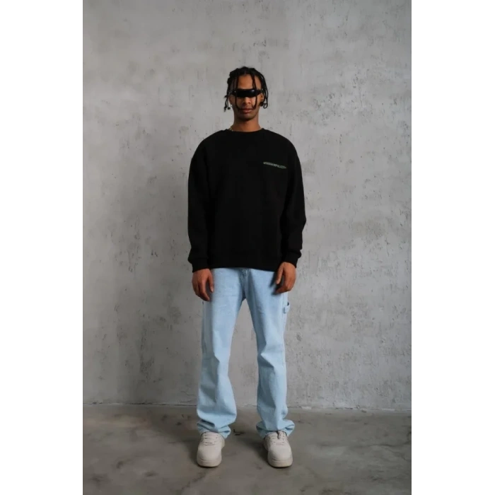 MARSiLYAN- Erkek Baskılı Sweat - Siyah