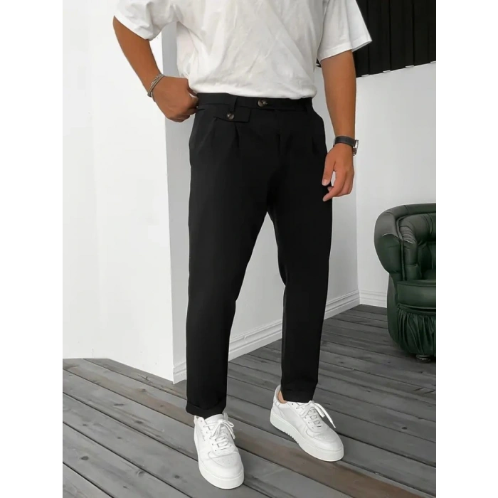 MARSiLYAN- Erkek Belden Düğmeli Cepli Dokuma Pantolon