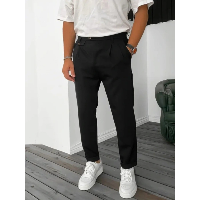 MARSiLYAN- Erkek Belden Düğmeli Cepli Dokuma Pantolon